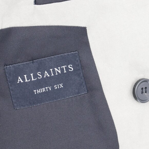 All Saints Blazer Mens 36 Ren Double Breasted Six Button Wool Blend peak lapel - Picture 11 of 14